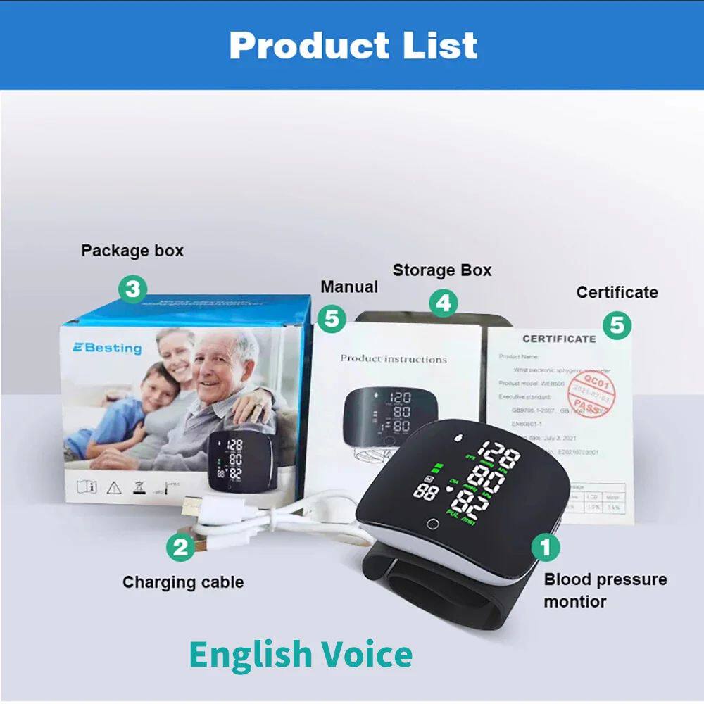 Touch D Screen Digital Wrist Blood Pressure Monitor Smart