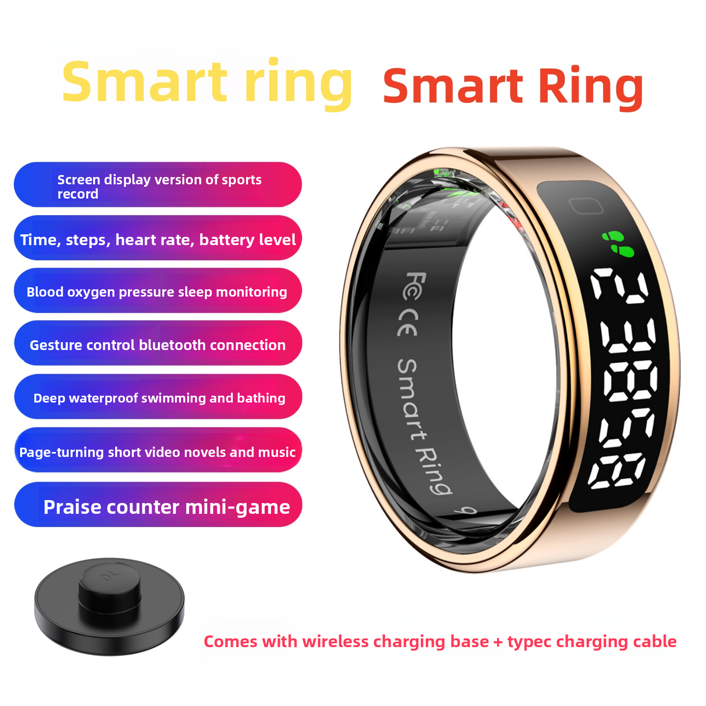 Smart Ring Health Monitor with Bluetooth Connectivity