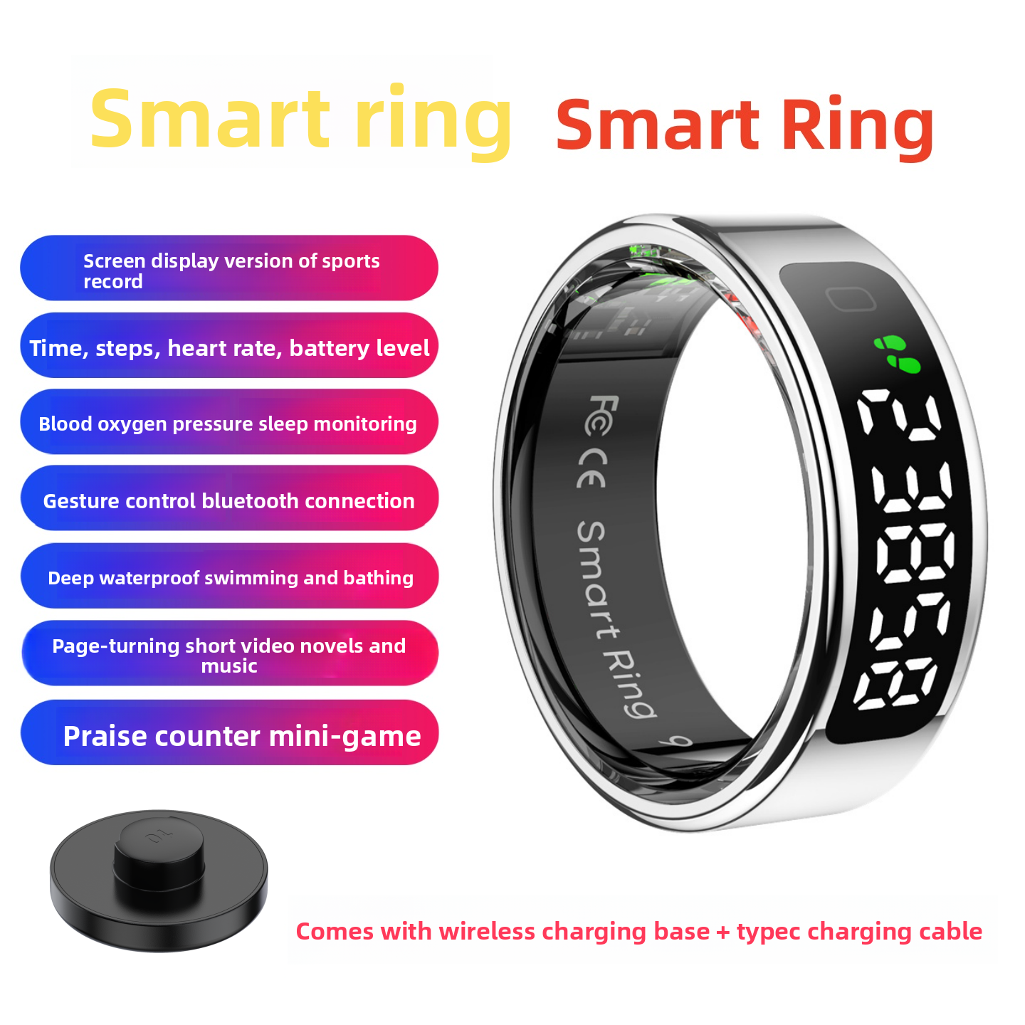Smart Ring Health Monitor with Bluetooth Connectivity
