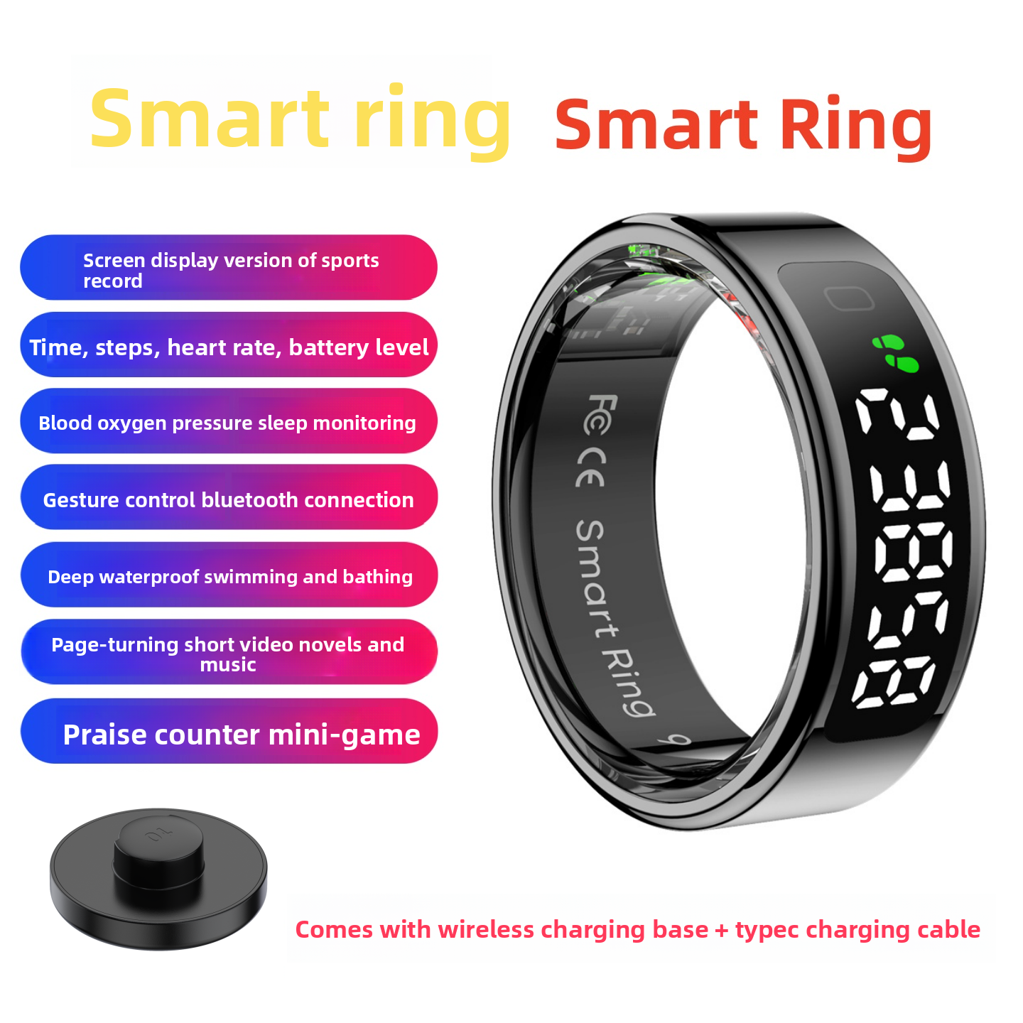 Smart Ring Health Monitor with Bluetooth Connectivity