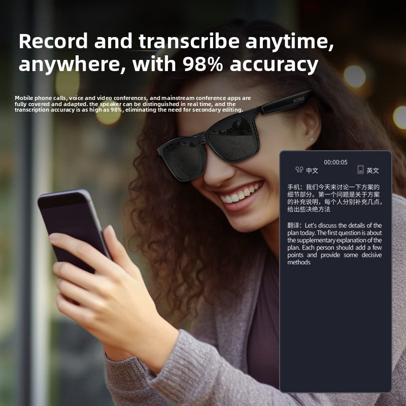 AI Bluetooth Glasses with Translation and Music Features