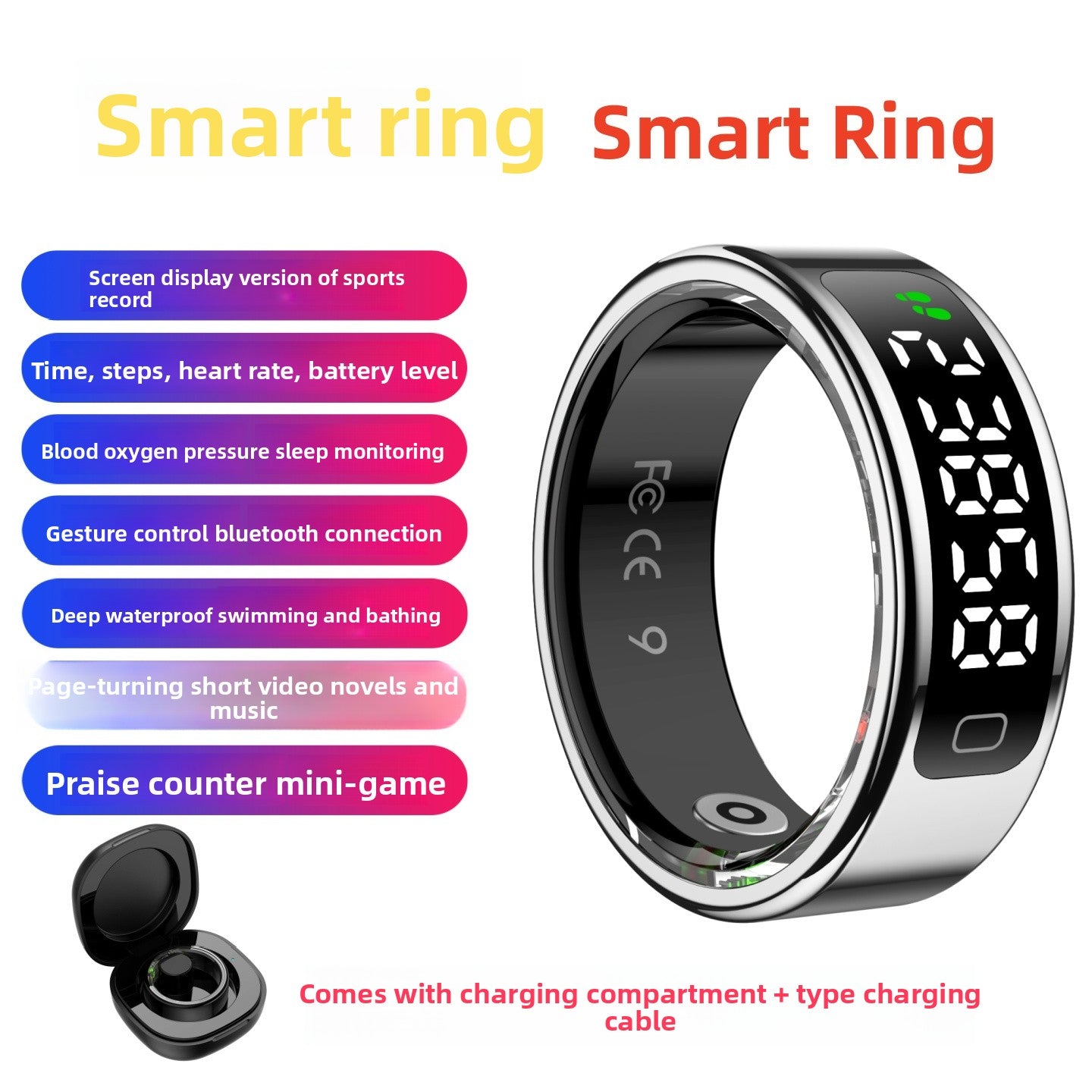 Smart Ring Health Monitor with Bluetooth Connectivity