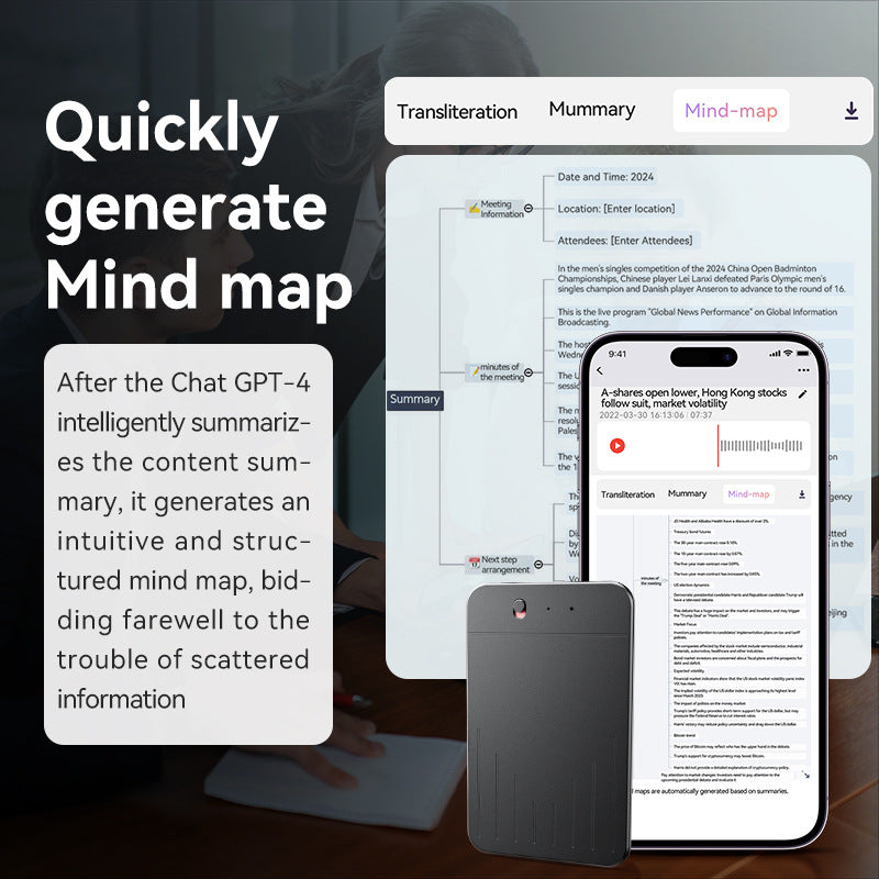 Single-button AI smart voice recorder