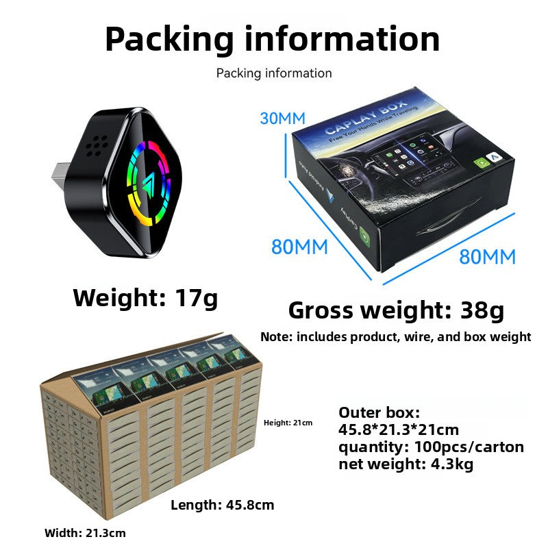 2-in-1 Wireless Carplay Adapter, Horizontal Plug-In Smart Car Interconnection Box, Android Autocarplay Box