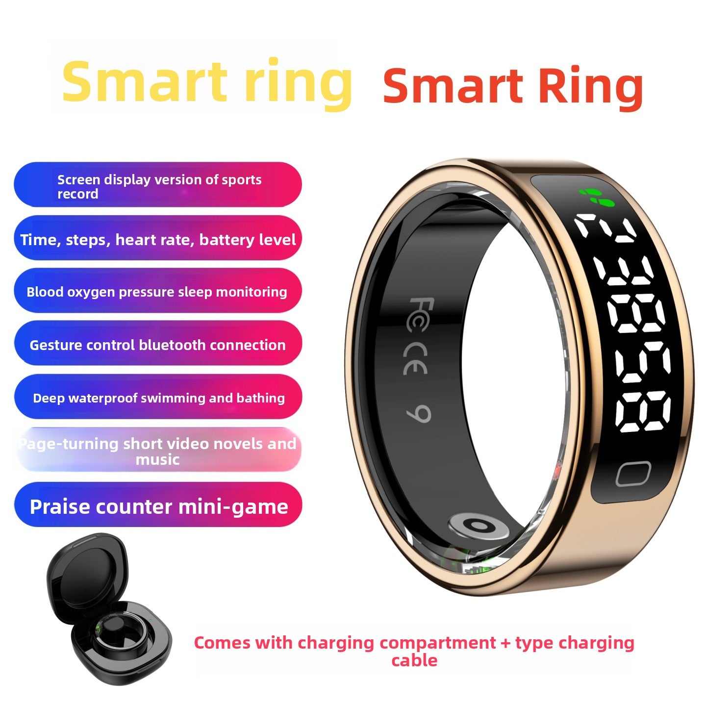 Smart Ring Health Monitor with Bluetooth Connectivity